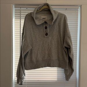 Aerie Heather Gray Collared Pullover